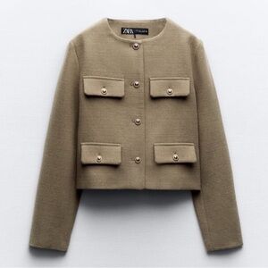 Zara Cropped Khaki Jacket